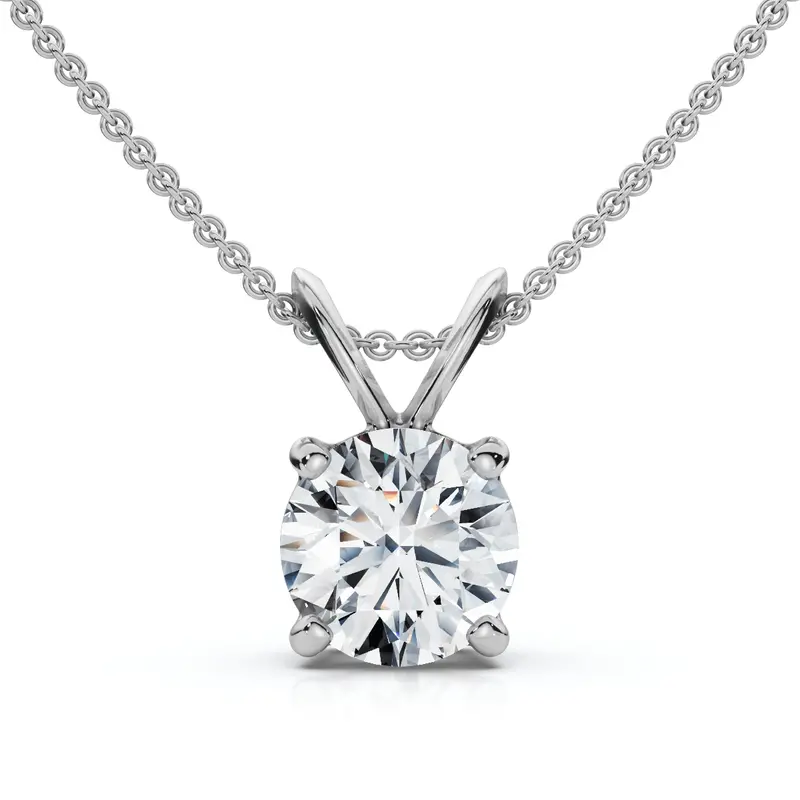 3/4Ct Diamond Round Solitaire Pendant 14K White Gold Lab Grown 1