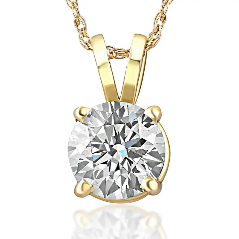 3/4Ct Diamond Solitaire Pendant 14K Yellow Gold 1