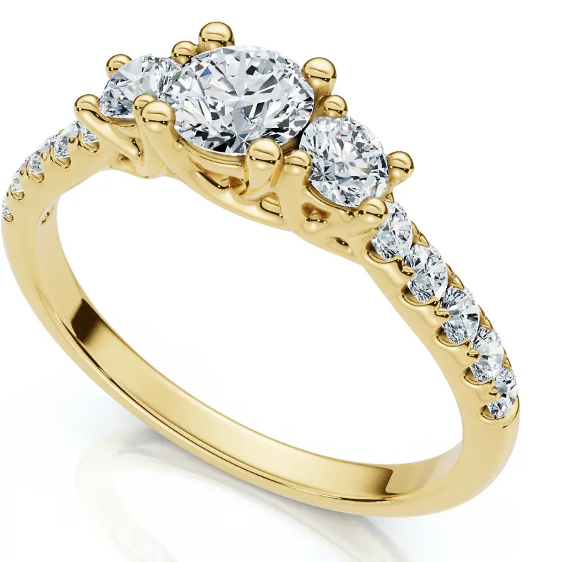 3/4Ct Elira Three Stone Diamond Ring 10K Gold Lab Grown 1