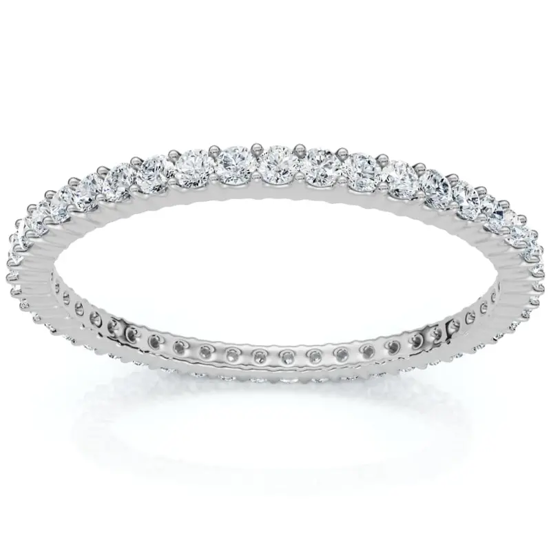 3/4Ct Genuine Engagement Wedding Ring 14K White Gold Stackable Band Size Selectable 1