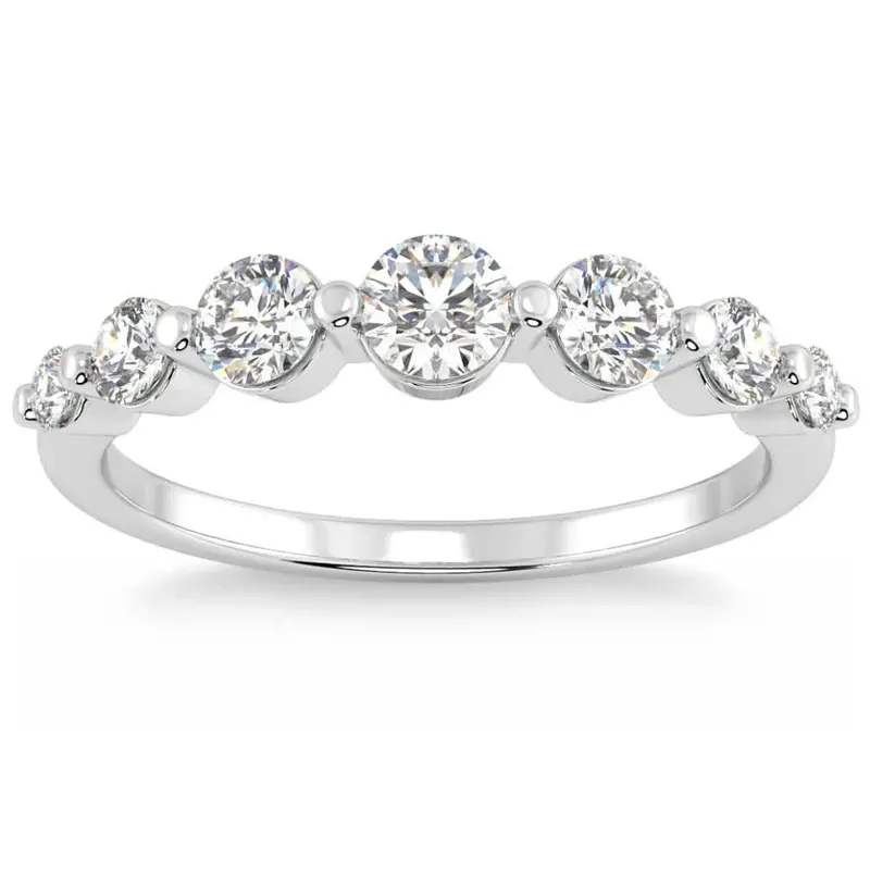 3/4Ct Graduated Diamond Anniversary Wedding Ring 14K Gold Lab Grown 1