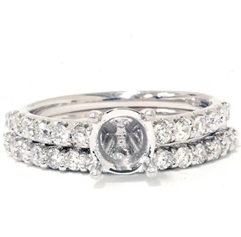 3/4Ct Half Eternity Diamond Ring Set 14K White Gold Size Selectable 1