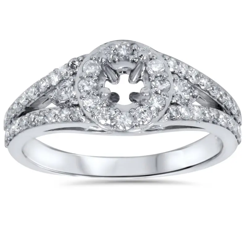 3/4Ct Halo Diamond Engagement Ring Setting 14K White Gold Size Selectable 1