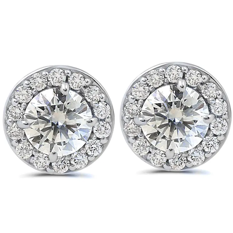3/4Ct Halo Diamond Studs 14K White Gold 6.2Mm Wide 1