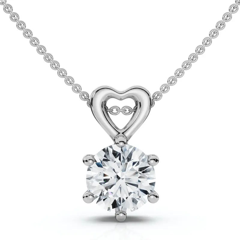 3/4Ct Lab Grown Diamond Solitaire Pendant 14K Gold 18" Necklace & Chain 1