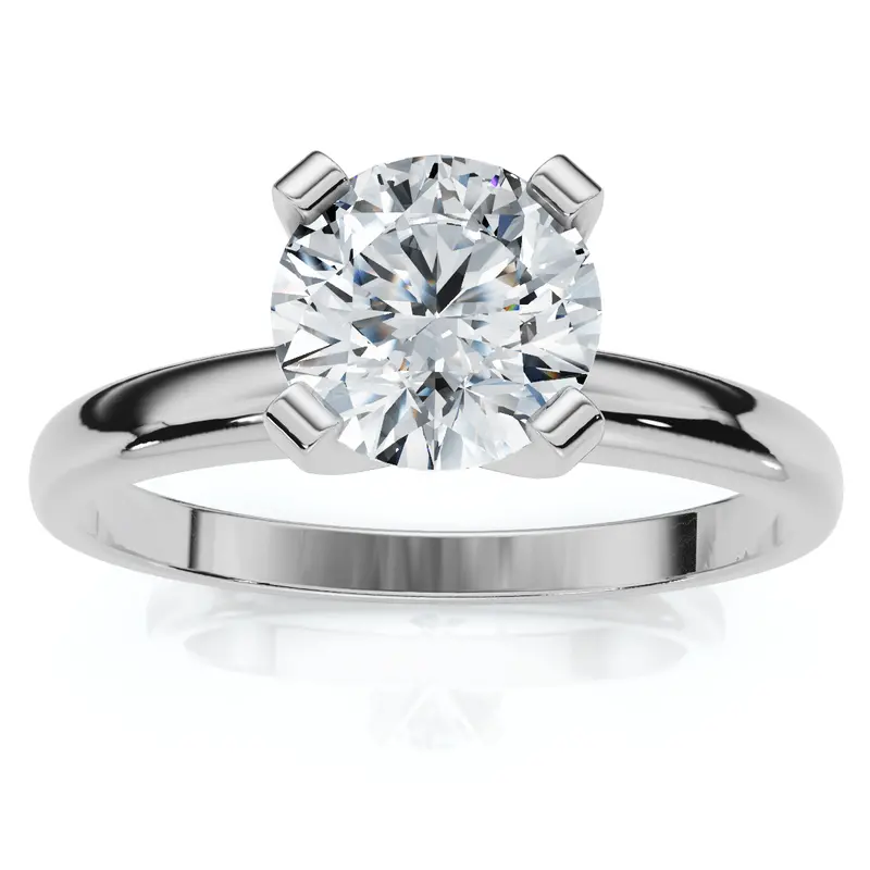 3/4Ct Lab Grown Round Diamond Solitaire Engagement Ring 14K White Gold 1