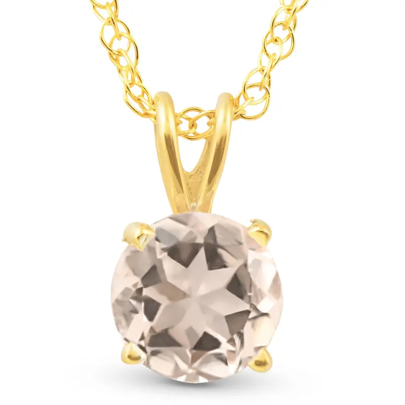 3/4Ct Morganite Solitaire Pendant 14K Yellow Gold 1