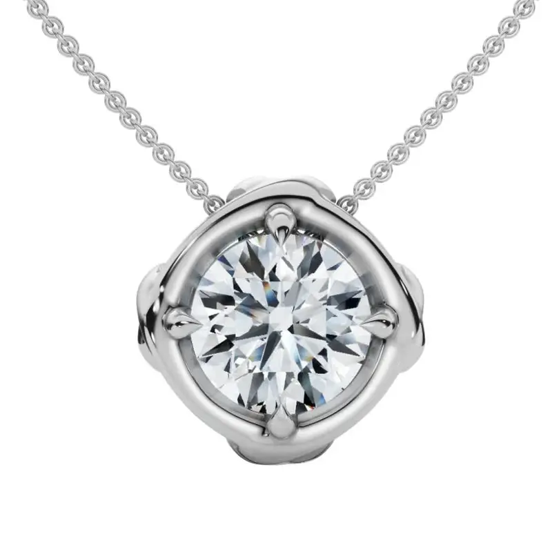 3/4Ct Natural Diamond Unspoken Pendant 14K Gold 18" Women's Solitaire Necklace 1
