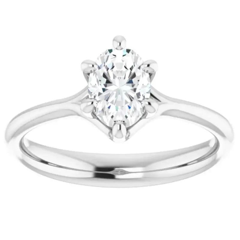 3/4Ct Oval Solitaire Diamond Engagement Ring Lab Grown 14K White Or Yellow Gold 1