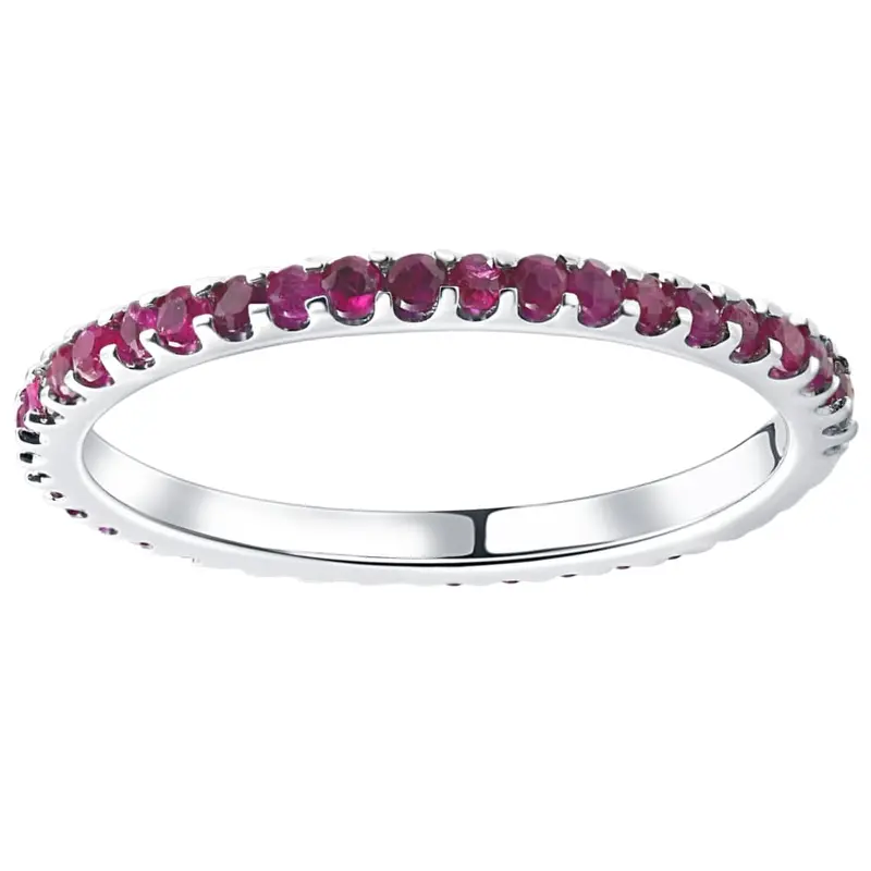 3/4Ct Ruby Eternity Ring Anniversary Band 10K White Gold 1