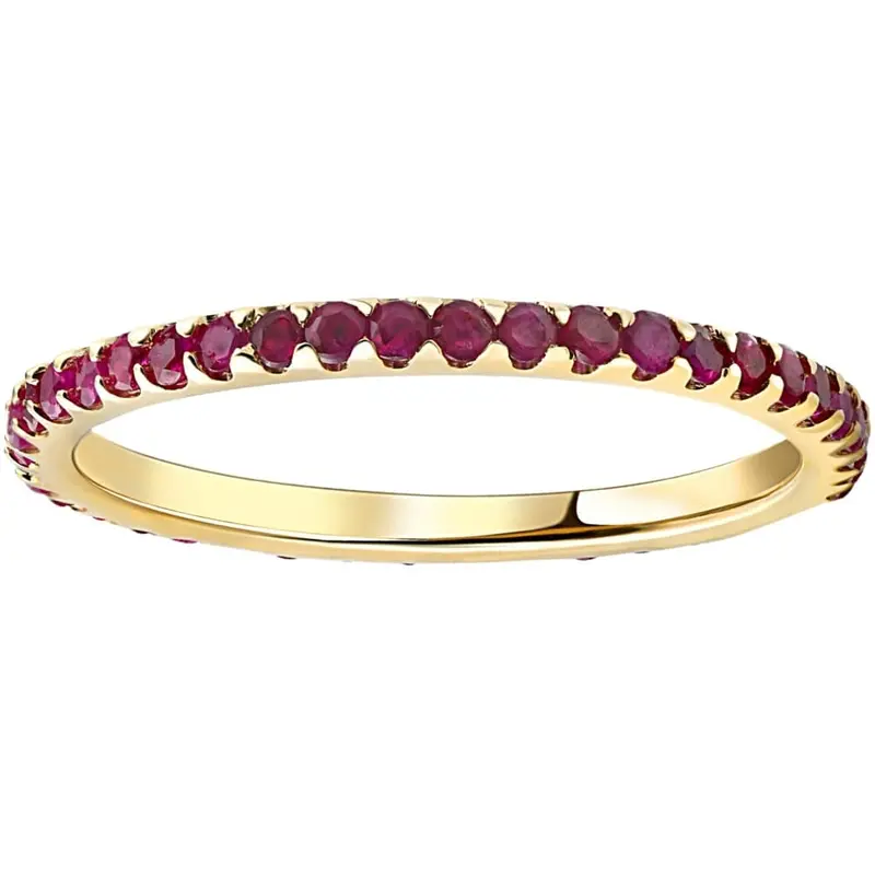 3/4Ct Ruby Eternity Ring Anniversary Band 10K Yellow Gold 1