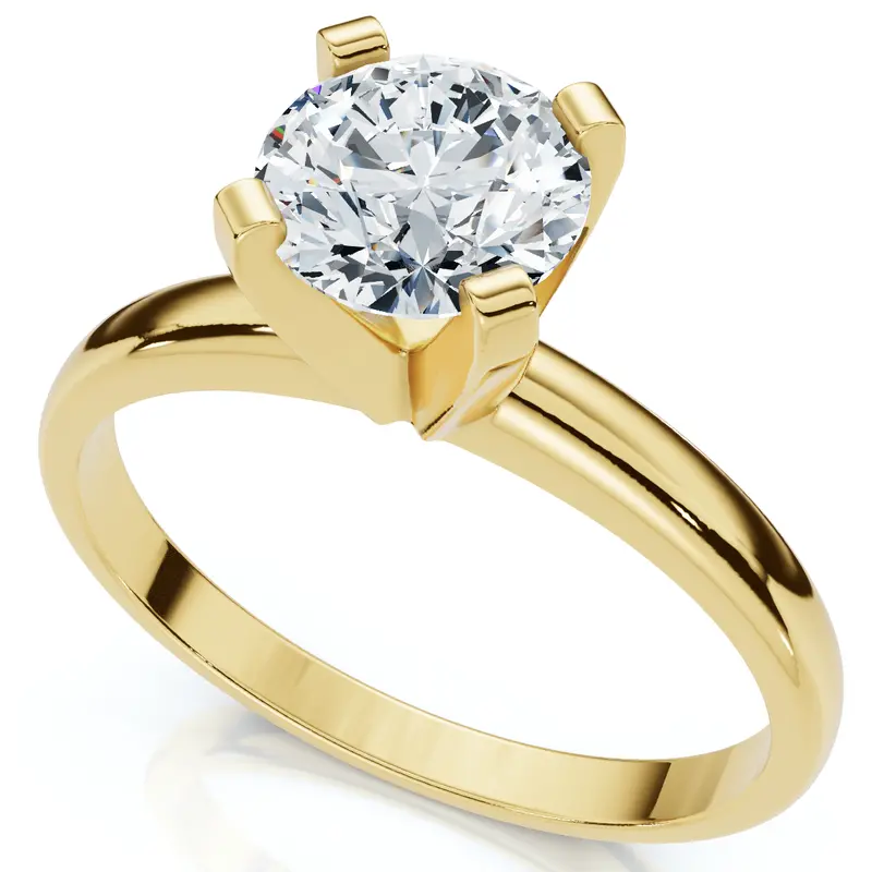 3/4Ct Solitaire Round Cut Lab Grown Diamond Engagement Ring 14K Gold 1