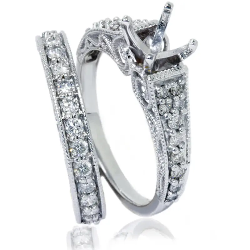 3/4Ct Vintage Diamond Ring Heirloom Filigree Set 14K White Gold Size Selectable 1