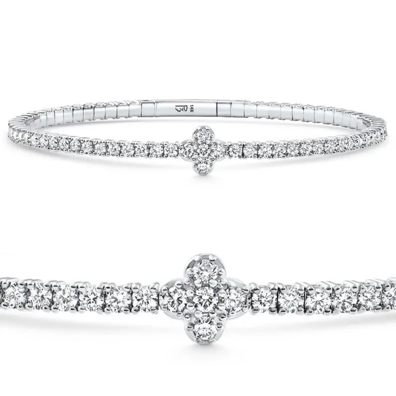 3.70Ct Diamond Flexible Tennis Bangle Bracelet 14K White Gold Lab Grown 1