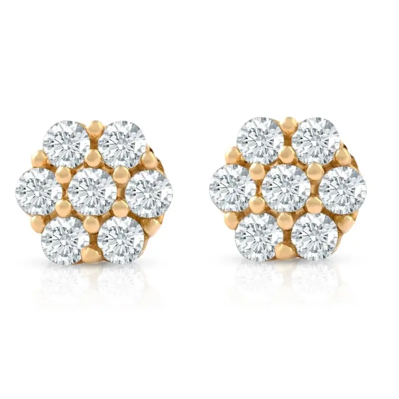 3/8 Ct. Diamond Earrings Womens Studs 10K Yellow Gold 1