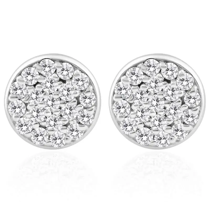 3/8 Ct Ex3 Lab Grown Diamond Pave Studs Womens Earrings Lab Grown 14K White Gold 8Mm 1