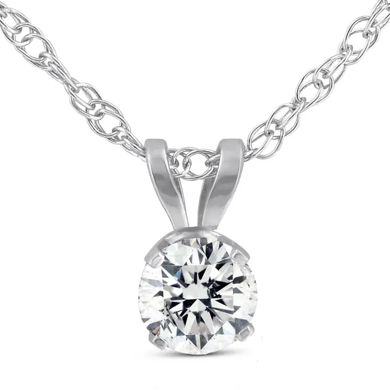 3/8 Ct Solitaire Round Cut Lab Grown Grown Diamond Pendant 14K White Gold 1