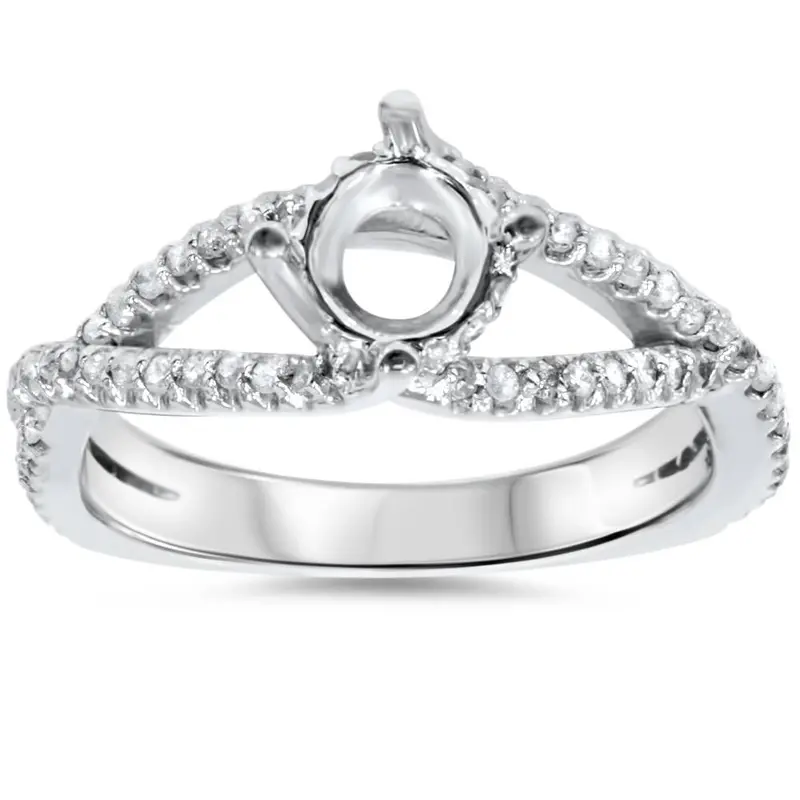 3/8Ct 14K White Gold Diamond Engagement Ring Semi Mount Size Selectable 1