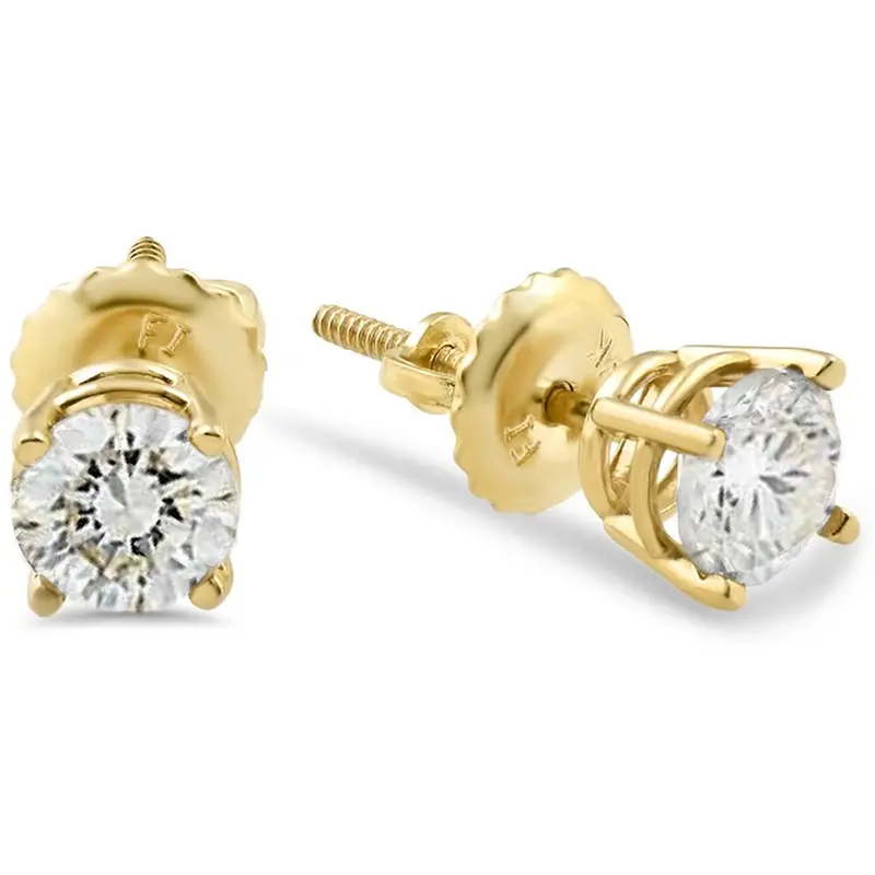 3/8Ct Diamond Screw Back Studs 14K Yellow Gold 1