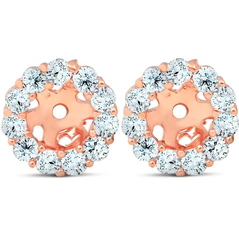 3/8Ct Halo Diamond Earring Jackets 14K Rose Gold (4Mm) 1