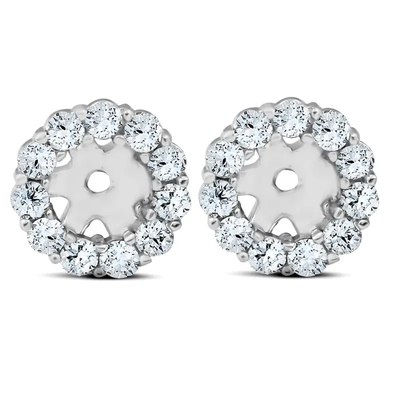 3/8Ct Halo Diamond Earring Jackets 14K White Gold (4Mm) 1