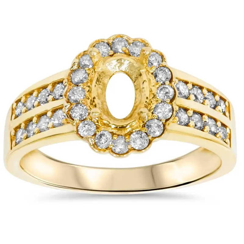 3/8Ct Oval Shape Diamond Gold Engagement Ring Setting Size Selectable 1