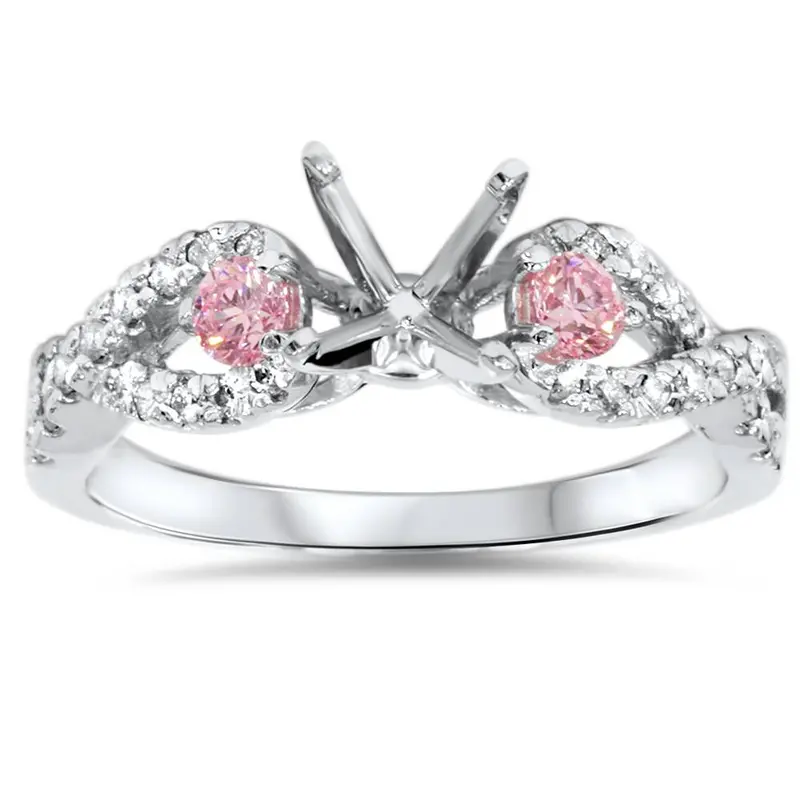 3/8Ct Pink Sapphire & Diamond Infinity Ring Setting 14K White Gold Size Selectable 1
