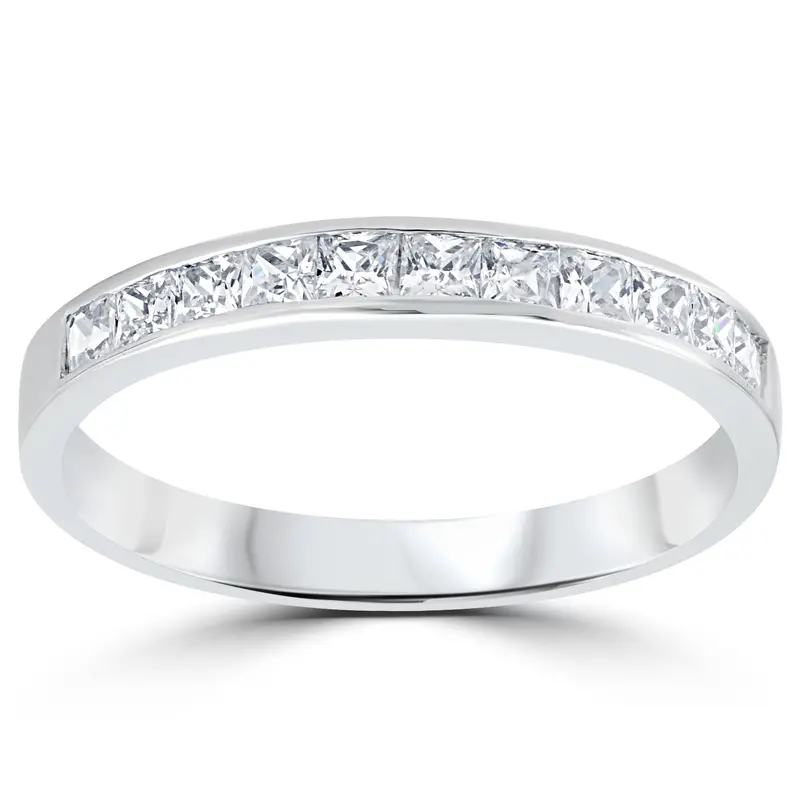 3/8Ct Princess Cut Diamond Wedding Anniversary Ring 14K White Gold Size Selectable 1