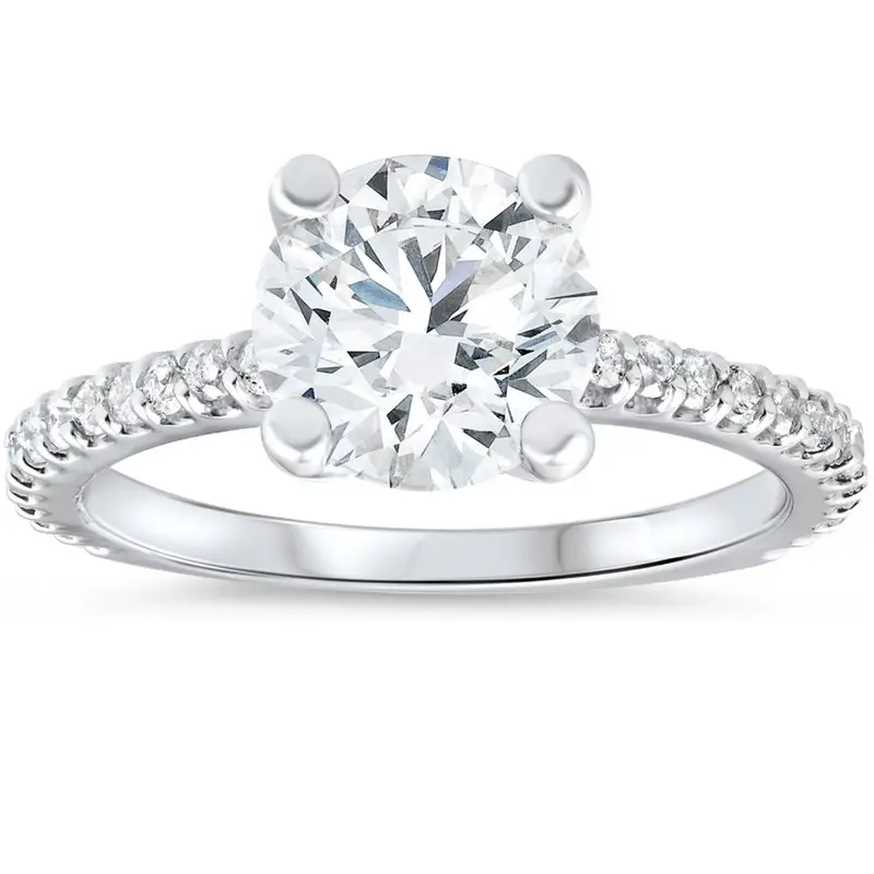 3 Carat Diamond Engagement Solitaire Ring 14K White Gold Lab Grown Round Cut Size Selectable 1