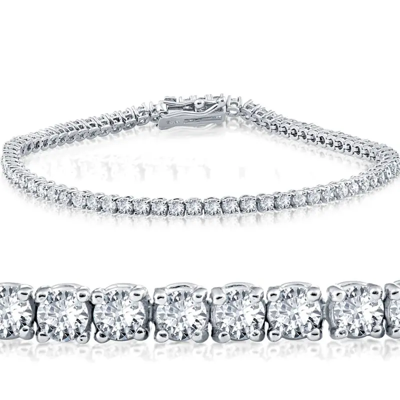 3 Carat Round Cut Lab Grown Diamond Tennis Bracelet In 14K White Gold 7" 1