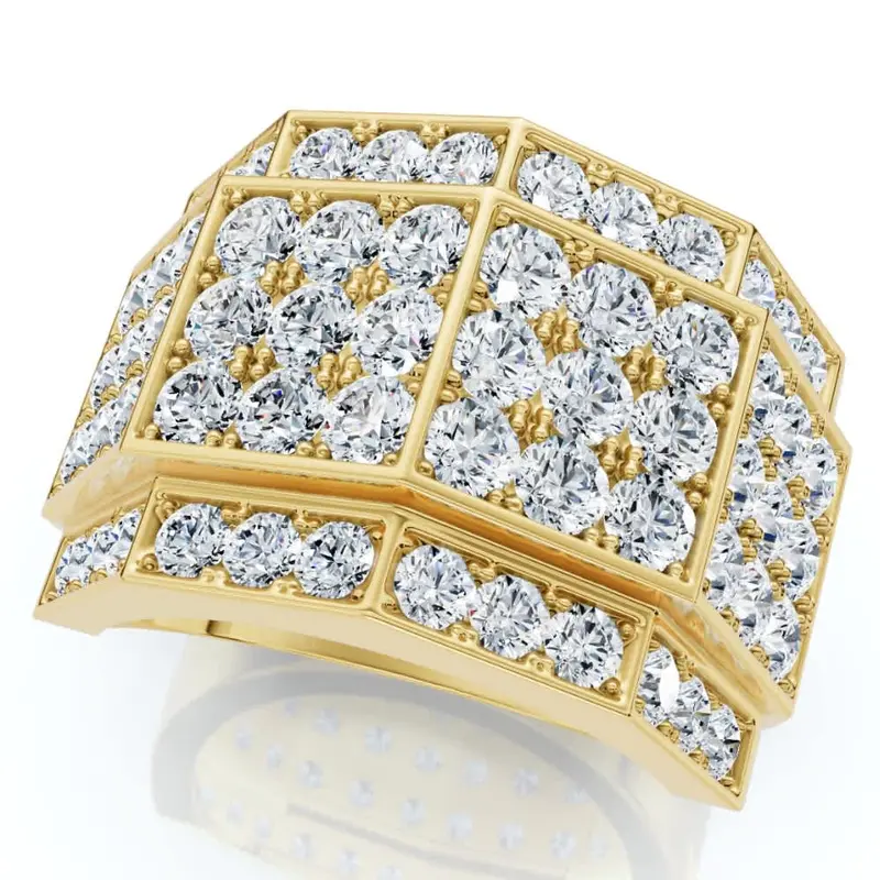 3 Ct Diamond Men's Multi-Cluster Wide Ring In White Or Yellow Gold 1