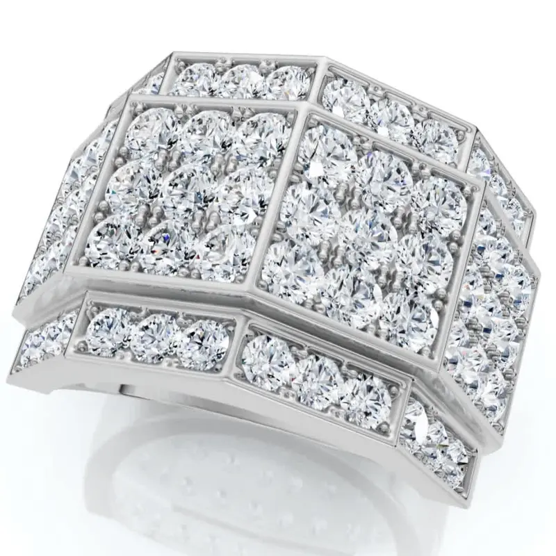 3 Ct Diamond Men's Multi-Cluster Wide Ring In White Or Yellow Gold 1