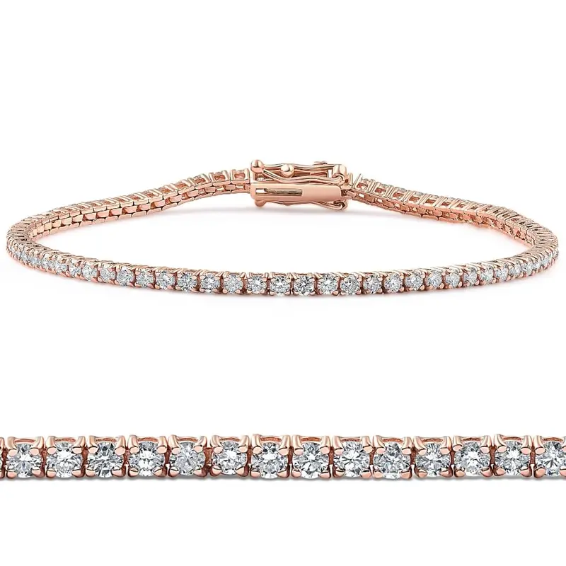 3 Ct Lab Grown Diamond Tennis Bracelet 7" 14K Rose Gold 1
