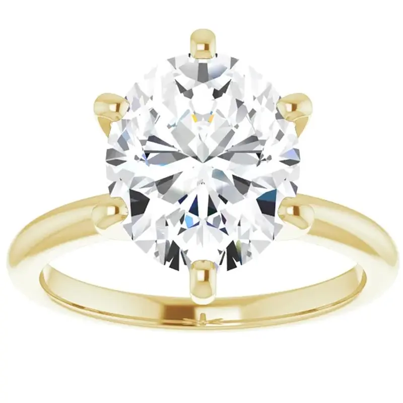 3 Ct Oval Moissanite Solitaire Engagement Ring 14K Yellow Gold 1