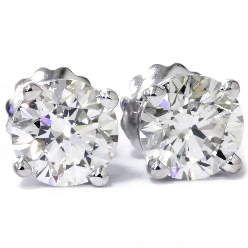 3 Cttw Diamond Studs With Screw Backs 14K White Gold Lab Grown 1