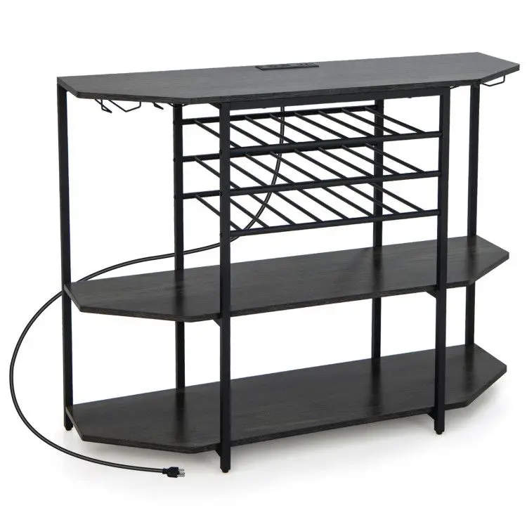 3-Tier Wine Bar Cabinet With Storage Shelves 1