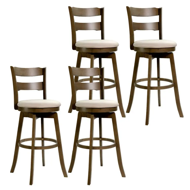 30.5 Inch Upholstered Swivel Bar Stools With Backrest 1