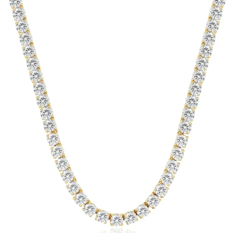 33 Ct Round-Cut Diamond Tennis Necklace 14K Yellow Gold 18" 1