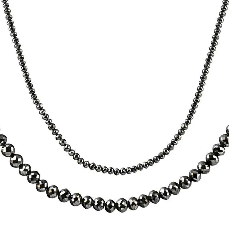 33Ct Black Diamond Necklace In 18K Gold 16" With 2" Extender 1