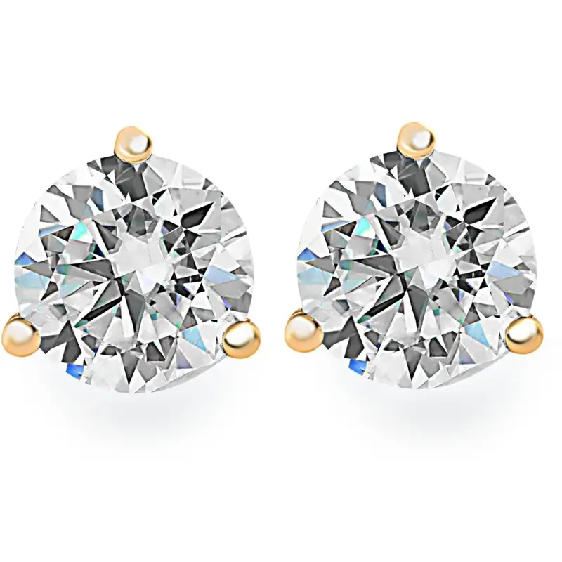 .33Ct Round Brilliant Cut Natural Diamond Stud Earrings In 14K Gold Martini Setting 1