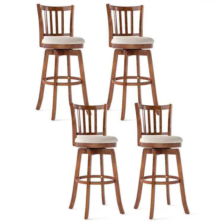 360° Rotating Counter Height Chairs Set Of 4 With Backrest And Upholstered Seat 1