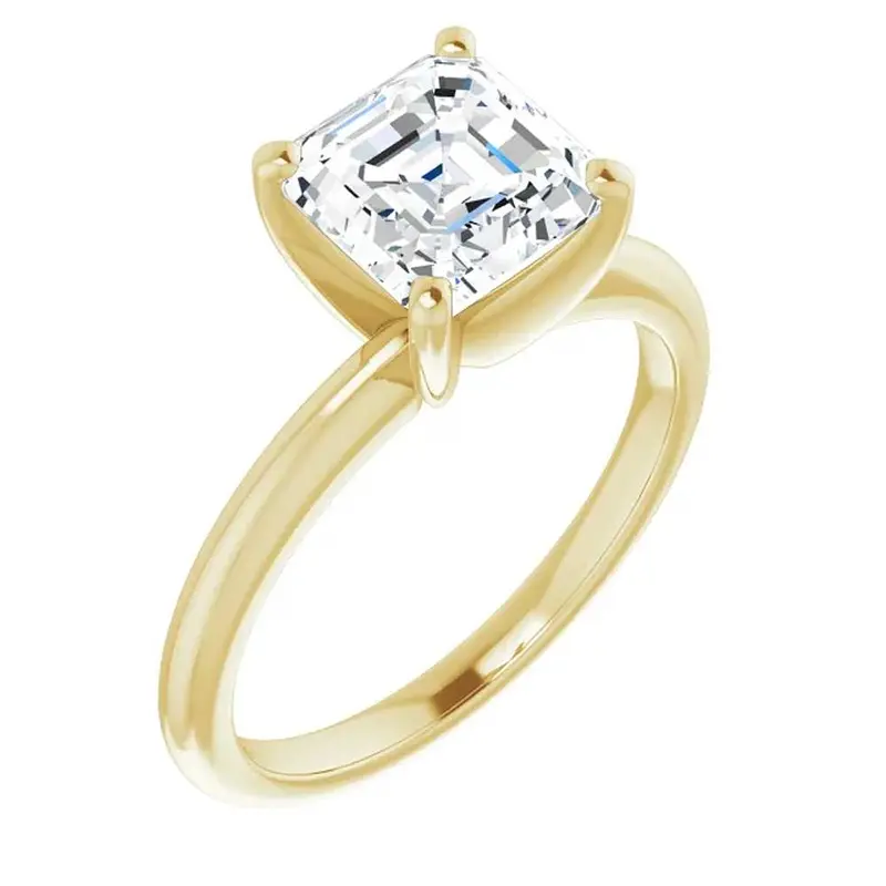 3Ct Asscher Solitaire Moissanite Engagement Ring In White Yellow Or Rose Gold 1