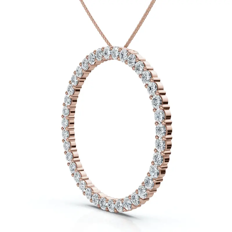 3Ct Circle Diamond Pendant 14K Gold Lab Grown Ef/Vs Size: 1" 1