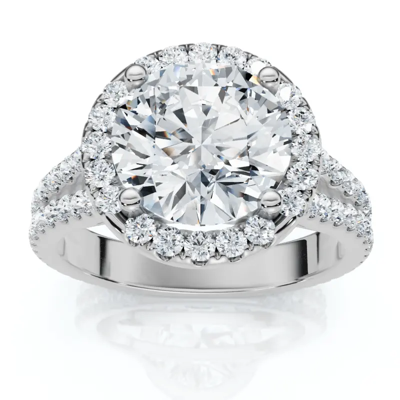 3Ct Diamond Halo Split Band Engagement Ring Lab Grown In White Or Yellow Gold 1