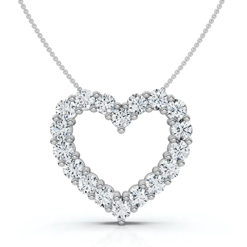 3Ct Diamond Heart Pendant Gold Lab Grown 1" Tall 18" Necklace 1