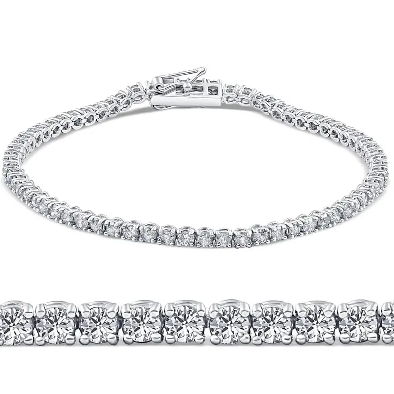 3Ct Diamond Tennis Bracelet 14K White Gold Round Brilliant Cut 7 Inches 1