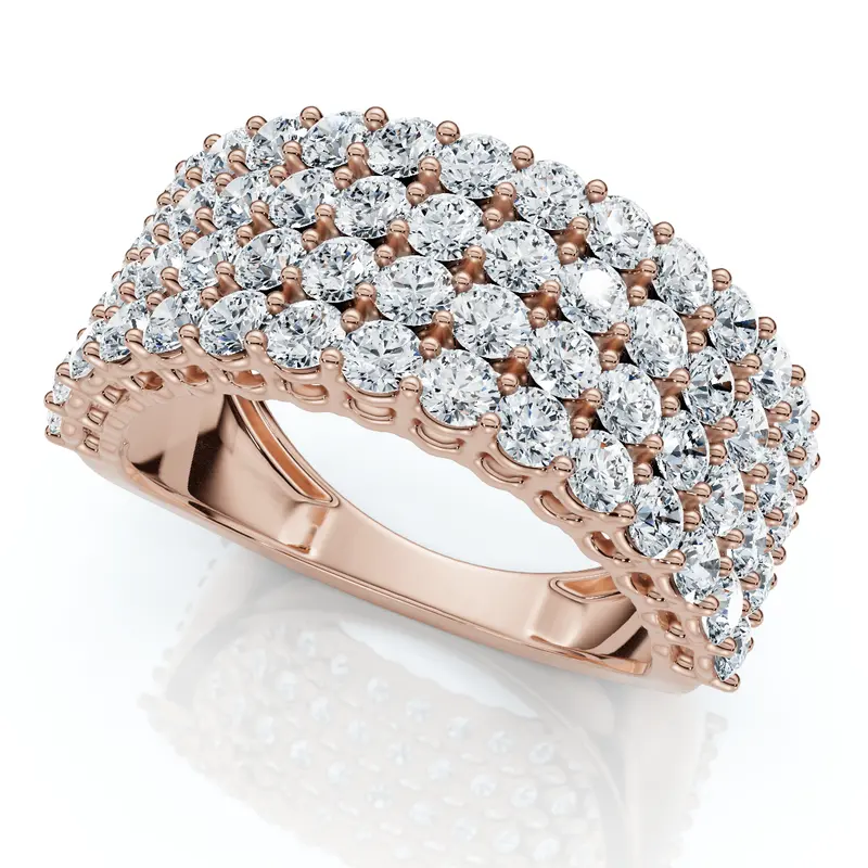 3Ct Diamond Wide Four Row Anniversary Ring Gold Lab Grown 1