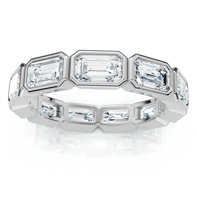 3Ct Emerald Cut Diamond East West Eternity Ring 14K Gold Or Platinum Lab Grown 4