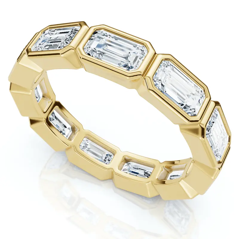 3Ct Emerald Cut Diamond East West Eternity Ring 14K Gold Or Platinum Lab Grown 7