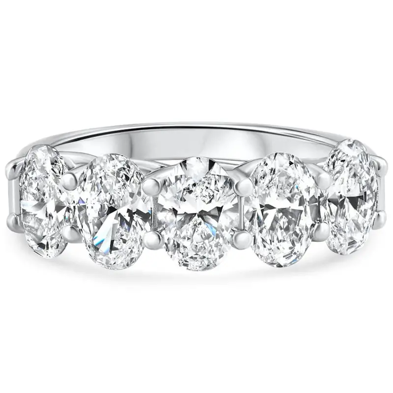 3Ct Oval Shape Diamond Five Stone Wedding Ring 14K Gold Lab Grown 1